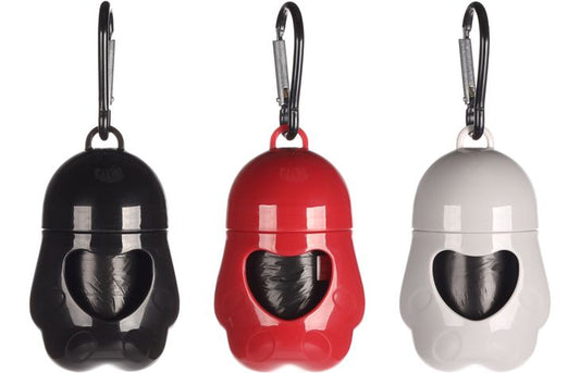 FLAMINGO POO BAG HOLDER LEGGA PAW CLASSIC ASSORTMENT + 1 ROLL 5,5X4X8,5CM