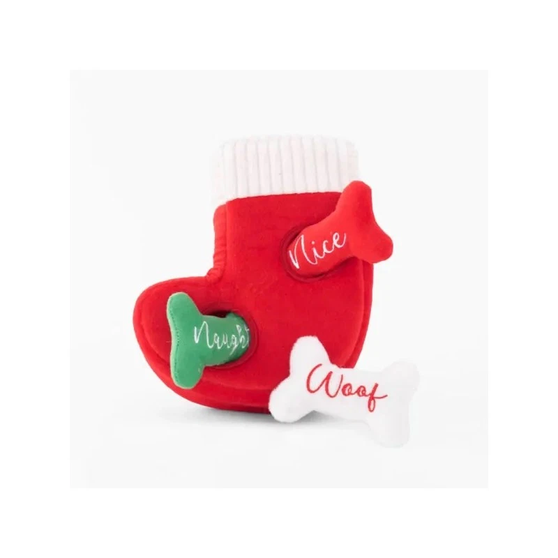 ZIPPYPAWS PLUSZOWA SKARPETKA ŚWIĄTECZNA – PLUSZOWA ZABAWKA DLA PSA Z PISZCZAŁKĄ