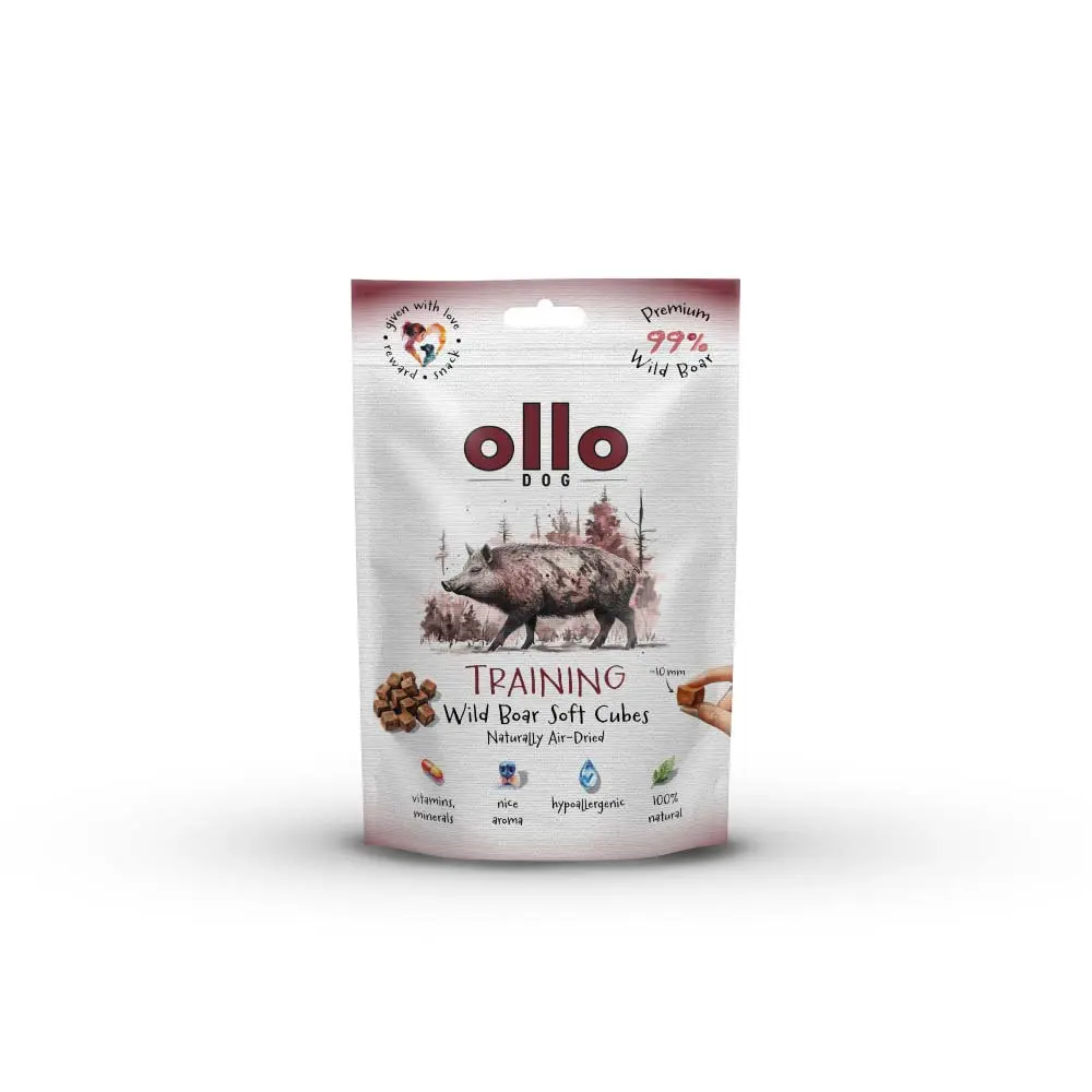 OLLO AIR DRIED PRZYSMAKI DLA PSA TRAINING WILD BOAR CUBES 80G