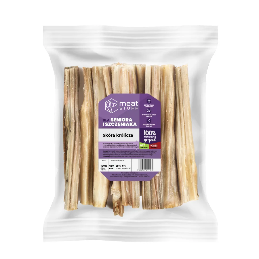MEATSTUFF GRYZAK DLA PSA SKÓRA KRÓLICZA 15CM 100G