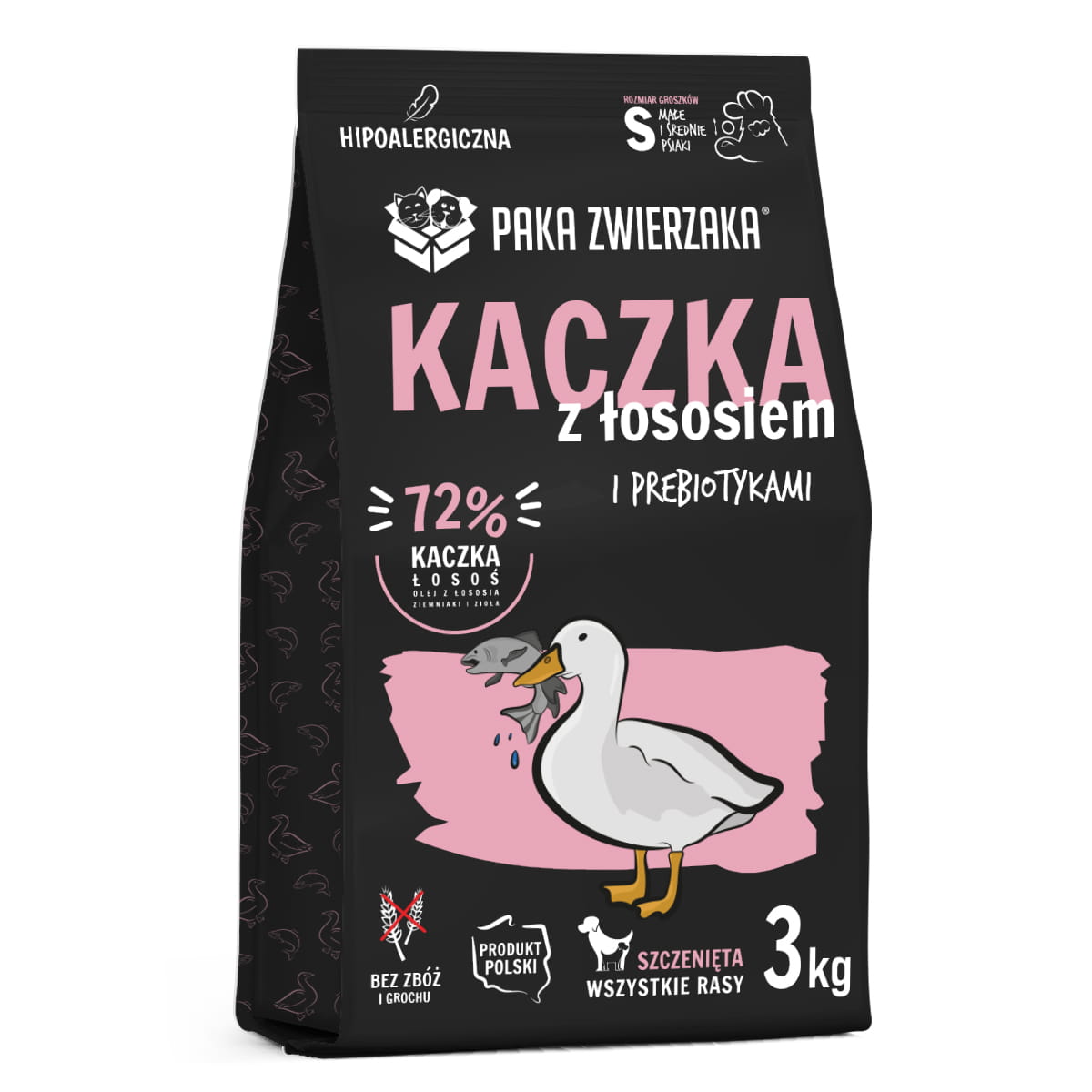 PAKA ZWIERZAKA PUPPY SUCHA KARMA DLA PSA KACZKA Z ŁOSOSIEM 3KG