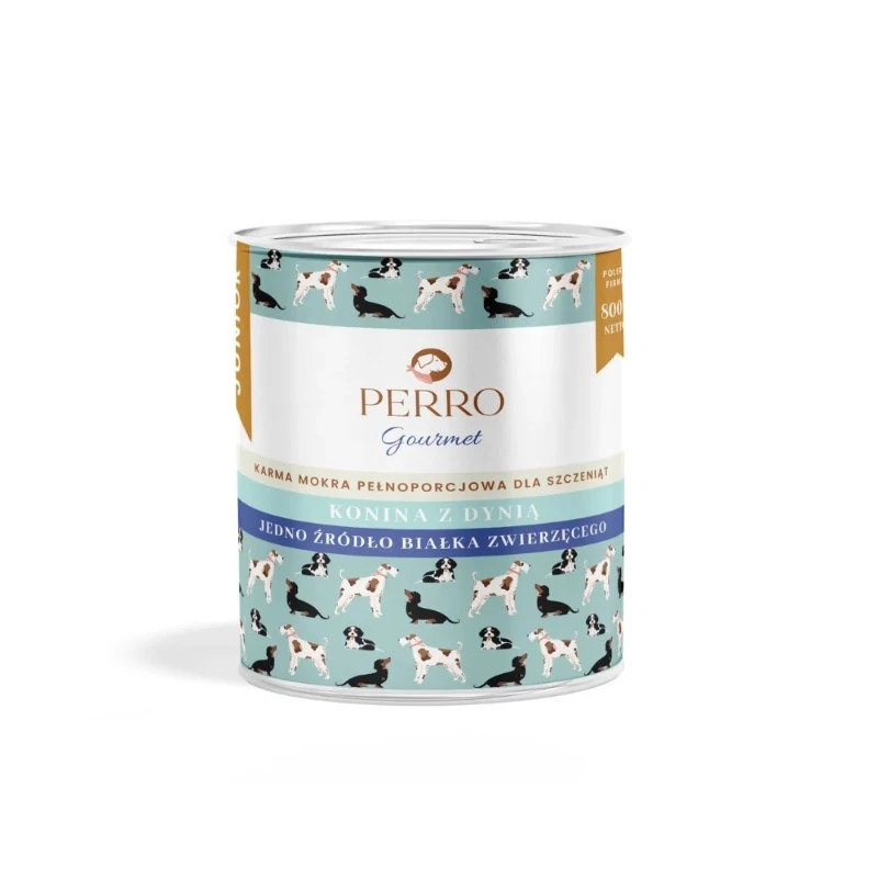 PERRO GOURMET JUNIOR MOKRA KARMA DLA PSA KONINA Z DYNIĄ 800G