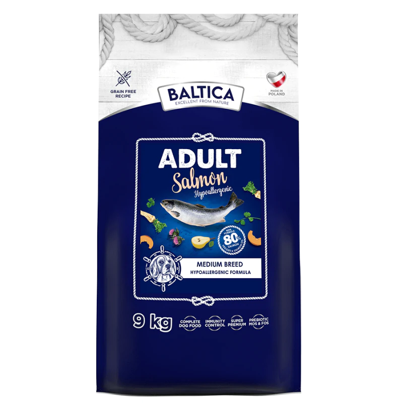BALTICA HIPOALERGICZNA SUCHA KARMA DLA PSA SALMON M 9KG