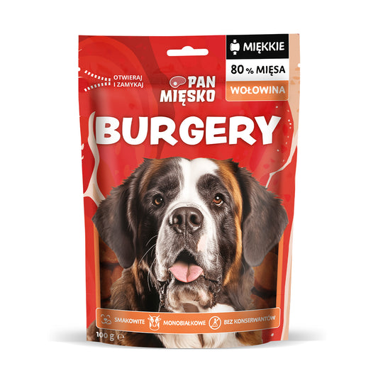 PAN MIĘSKO PRZYSMAKI DLA PSA BURGERY WOŁOWINA 100G