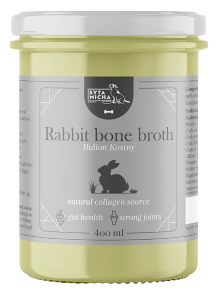 SYTA MICHA BULION Z KOŚCI KRÓLIKA DLA PSA 400ML