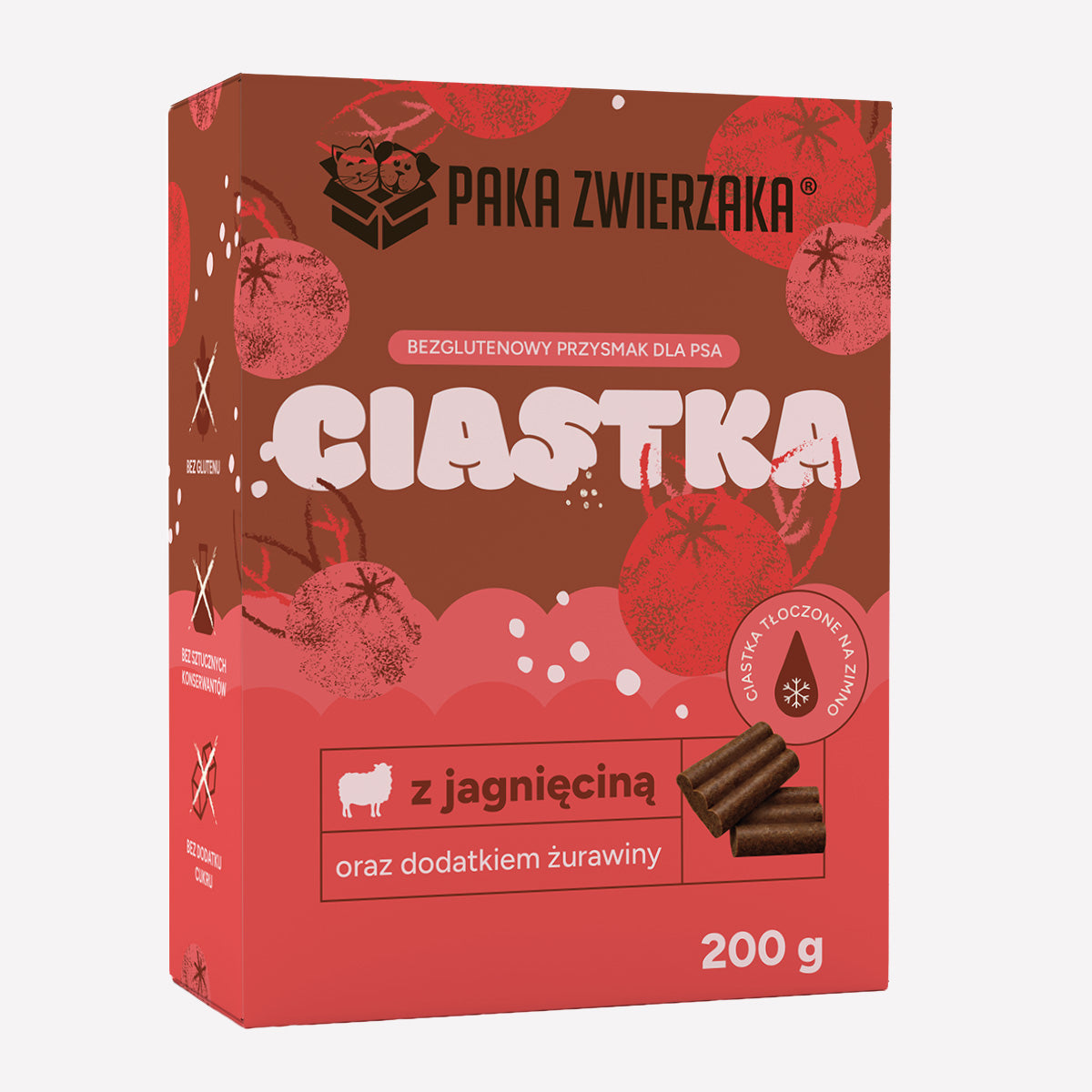 PAKA ZWIERZAKA CIASTKA DLA PSA JAGNIĘCINA Z ŻURAWINĄ 200G
