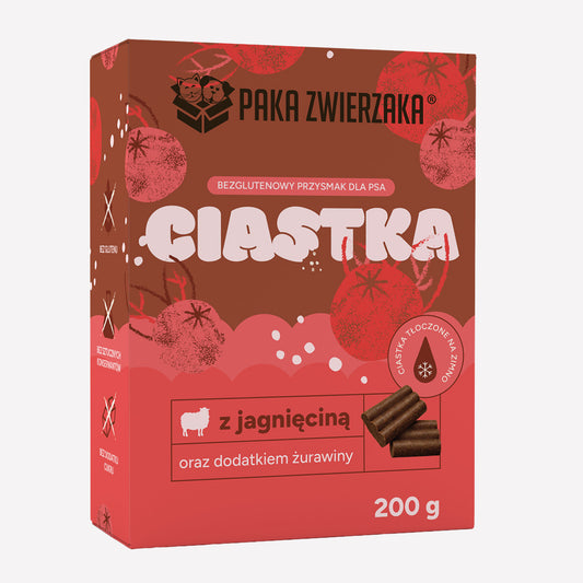 PAKA ZWIERZAKA CIASTKA DLA PSA JAGNIĘCINA Z ŻURAWINĄ 200G