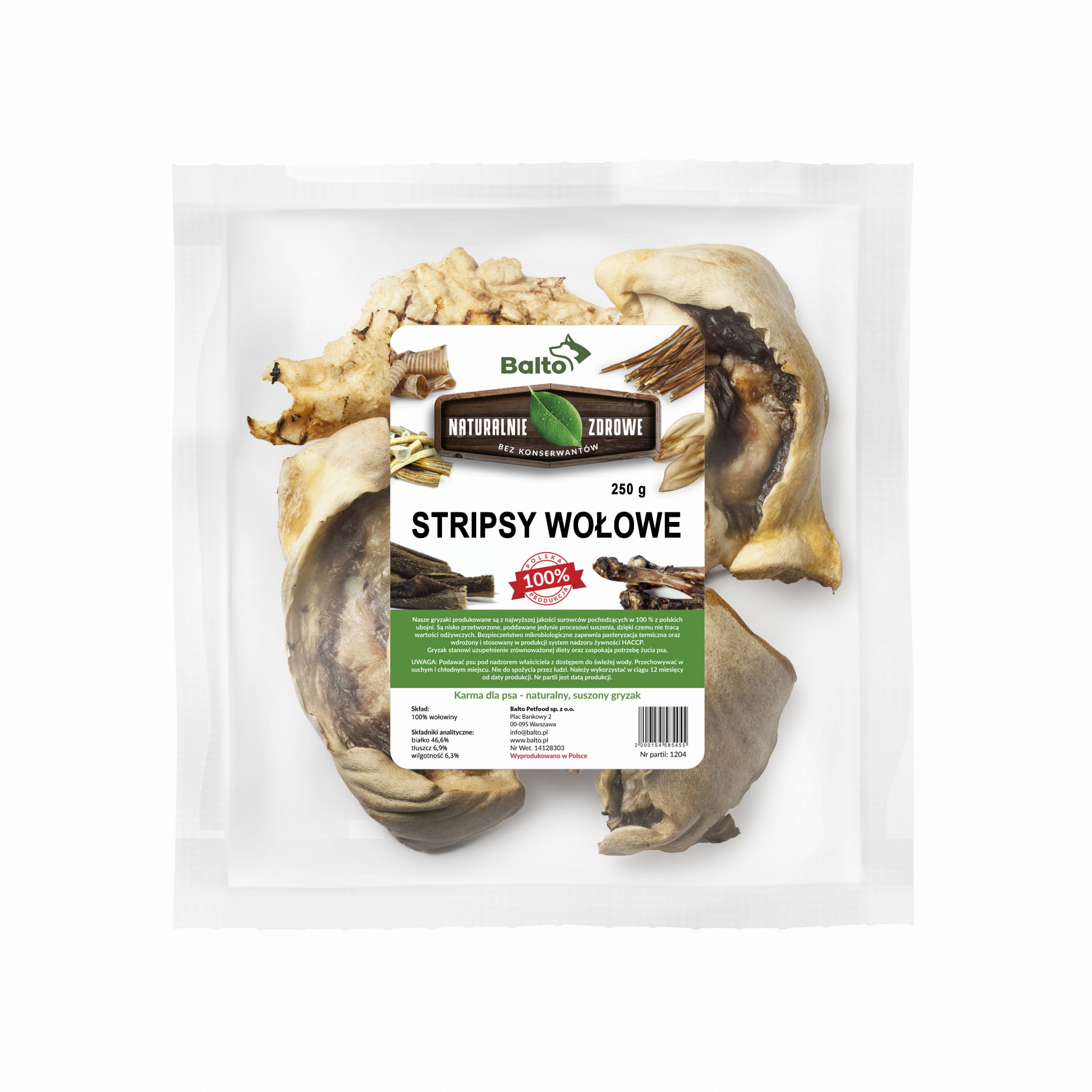 BALTO GRYZAK DLA PSA STRIPSY WOŁOWE 250G