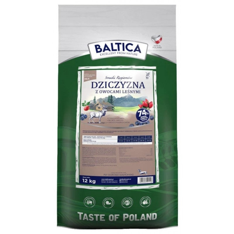BALTICA SMAKI REGIONÓW SUCHA KARMA DLA PSA DZICZYZNA Z OWOCAMI LEŚNYMI XS/S 12KG