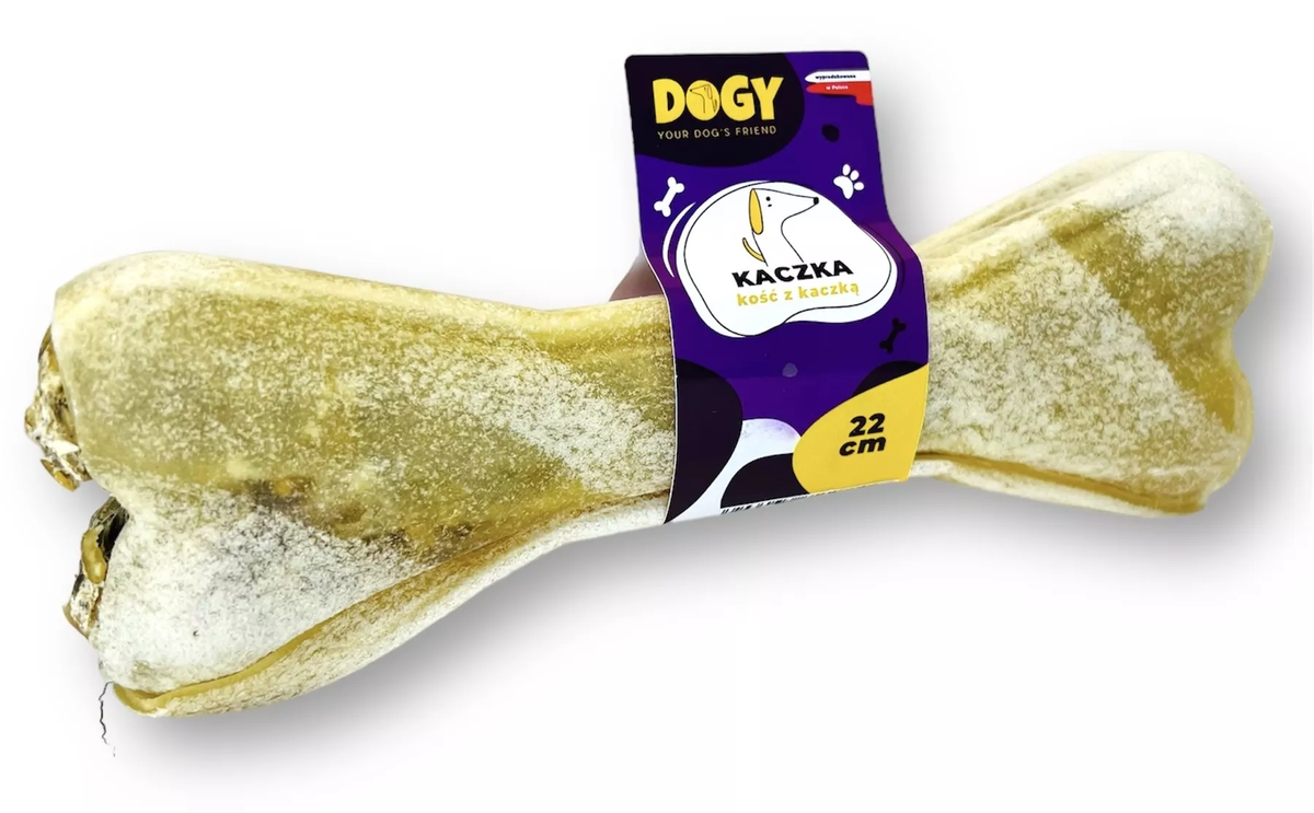 DOGY KOŚĆ Z KACZKĄ I JABŁKIEM 22CM - KOŚĆ DO GRYZIENIA I ŻUCIA