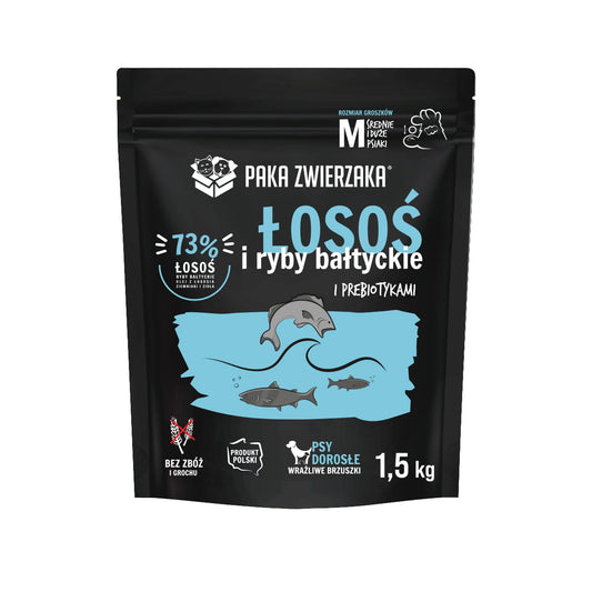 PAKA ZWIERZAKA SUCHA KARMA DLA PSA ŁOSOŚ Z RYBAMI BAŁTYCKIMI 1,5KG
