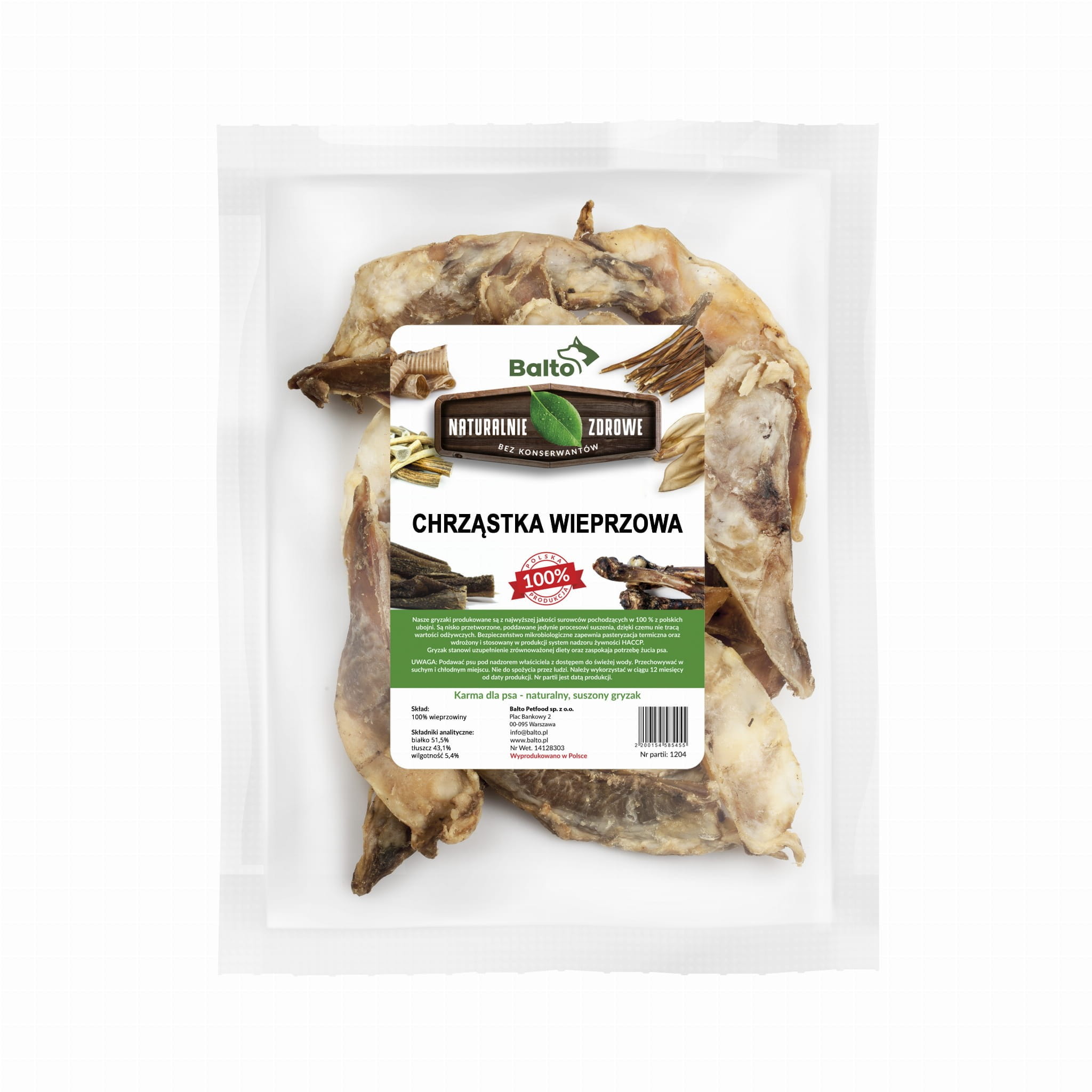 BALTO GRYZAK DLA PSA CHRZĄSTKA WIEPRZOWA 100G