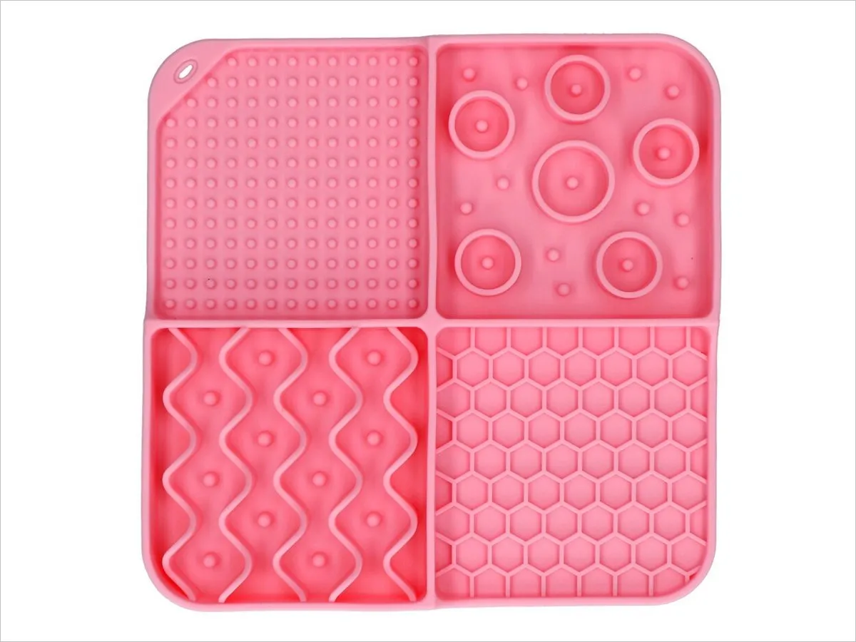 EAT SLOW LIVE LONGER LICK MAT DIMENSIONS RECTANGLE PINK