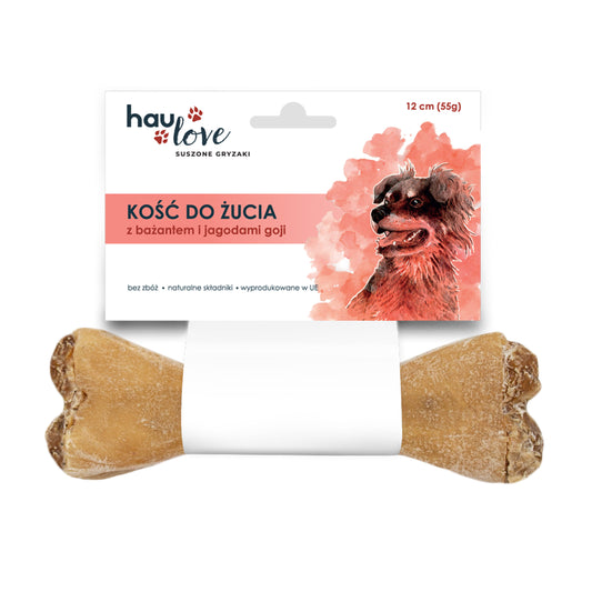 HAULOVE PRZYSMAK DLA PSA KOŚĆ DO ŻUCIA Z BAŻANTEM I JAGODAMI GOJI 17CM