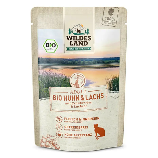 WILDES LAND MOKRA KARMA DLA KOTA BIO HUHN LACHS 85G