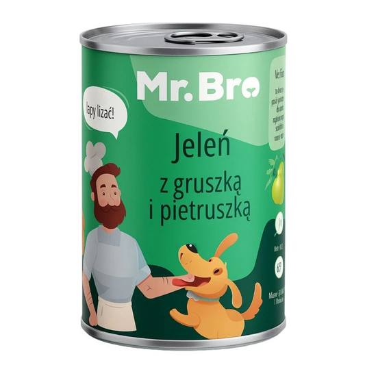 MR. BRO MOKRA KARMA DLA PSA JELEŃ Z GRUSZKĄ I PIETRUSZKA 400G
