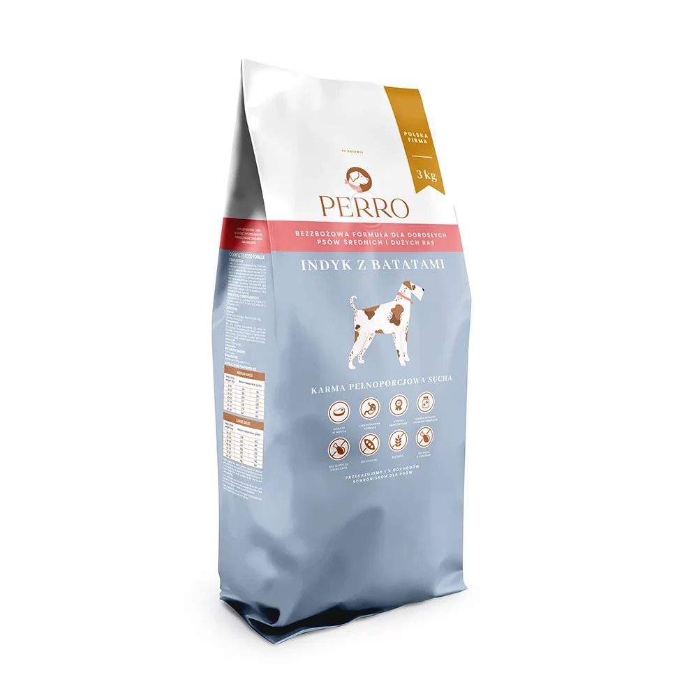 PERRO SUCHA KARMA DLA PSA INDYK Z BATATAMI M/L 3KG