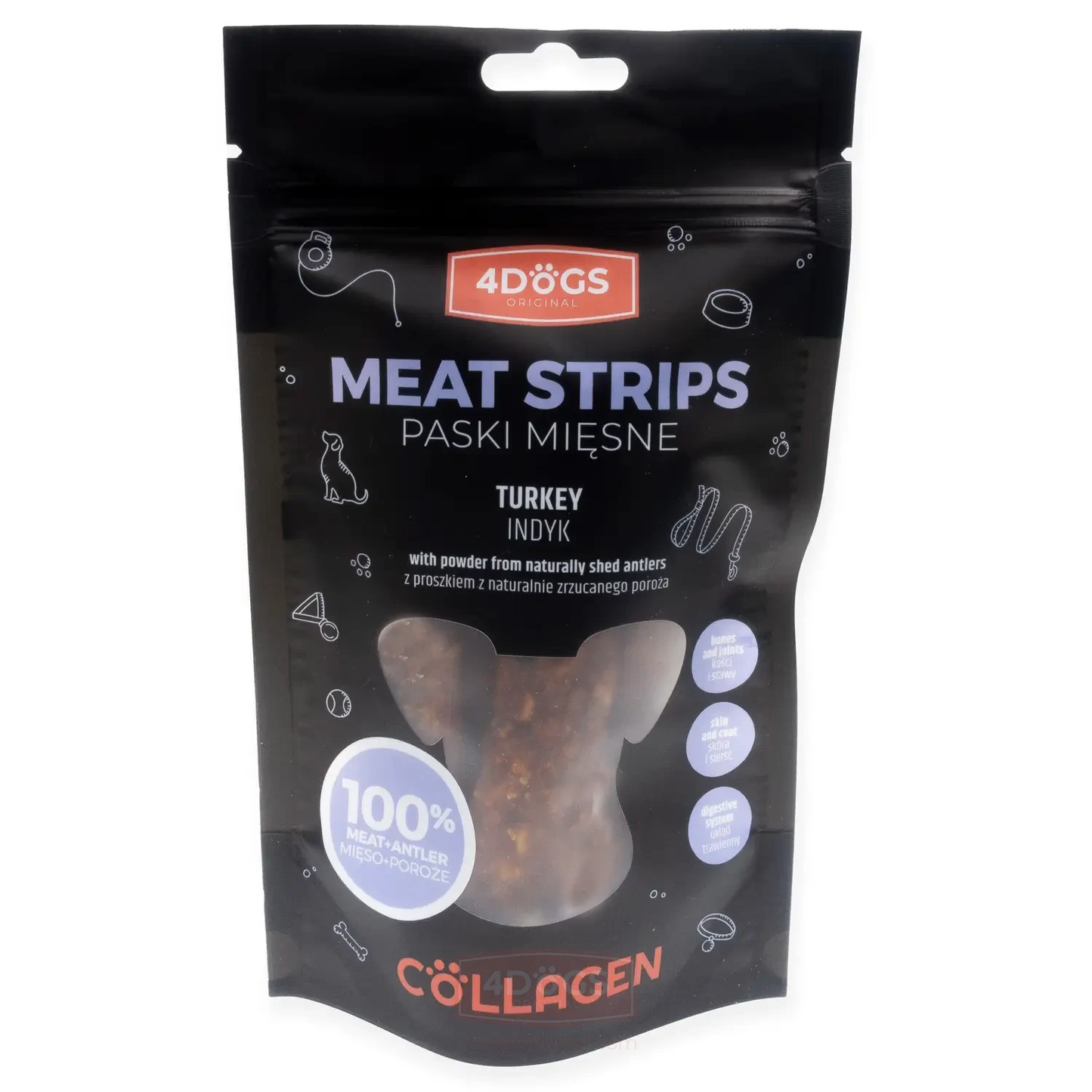 4DOGS COLLAGEN LINE PASKI MIĘSNE INDYK 100G
