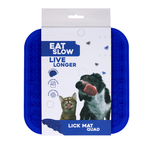 EAT SLOW LIVE LONGER LICK MAT QUAD BLUE