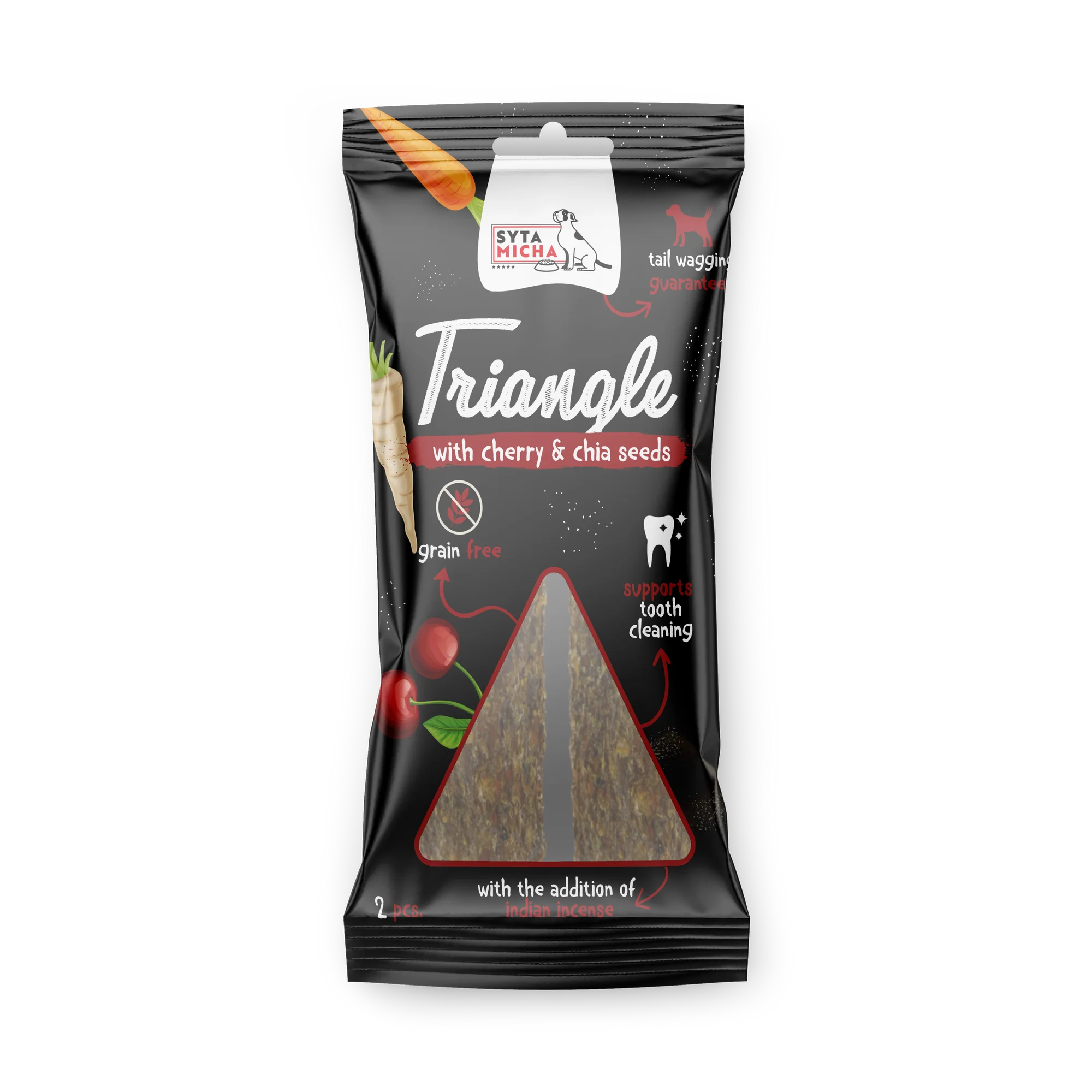 SYTA MICHA GRYZAK DLA PSA TRÓJKĄT STRUŚ Z WIŚNIĄ NASIONAMI CHIA 2SZT
