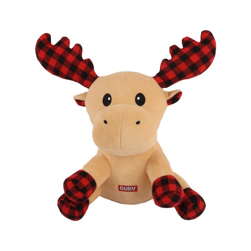 BUBA ŚWIĄTECZNA ZABAWKA DLA PSA- PLUSZAK RENIFER W KRATĘ