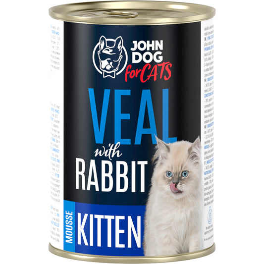 JOHN DOG MOKRA KARMA KOT KITTEN MUS CIELĘCINA I KRÓLIK 400 G