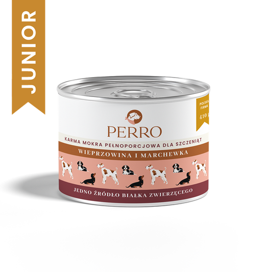 PERRO JUNIOR MOKRA KARMA DLA PSA WIEPRZOWINA Z MARCHEWKĄ 410G