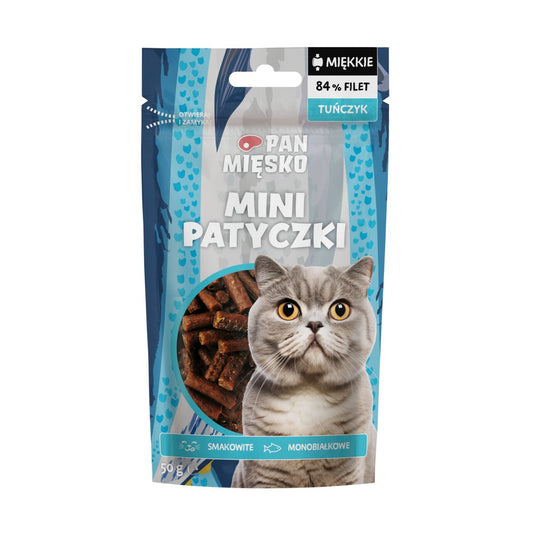 PAN MIĘSKO PRZYSMAKI DLA KOTA MINI PATYCZKI TUŃCZYK 50G