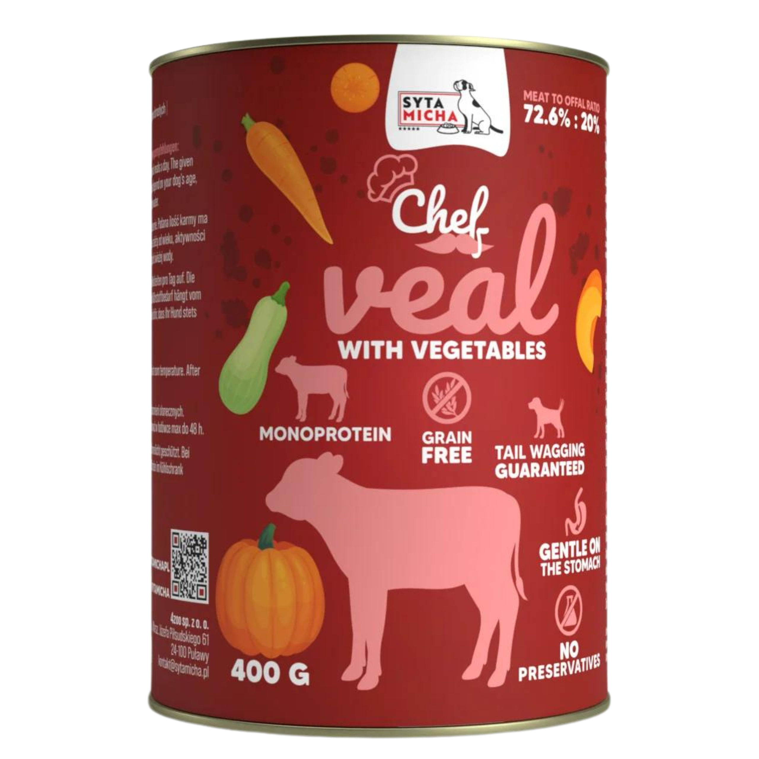 SYTA MICHA CHEF MOKRA KARMA DLA PSA CIELĘCINA Z WARZYWAMI 400G