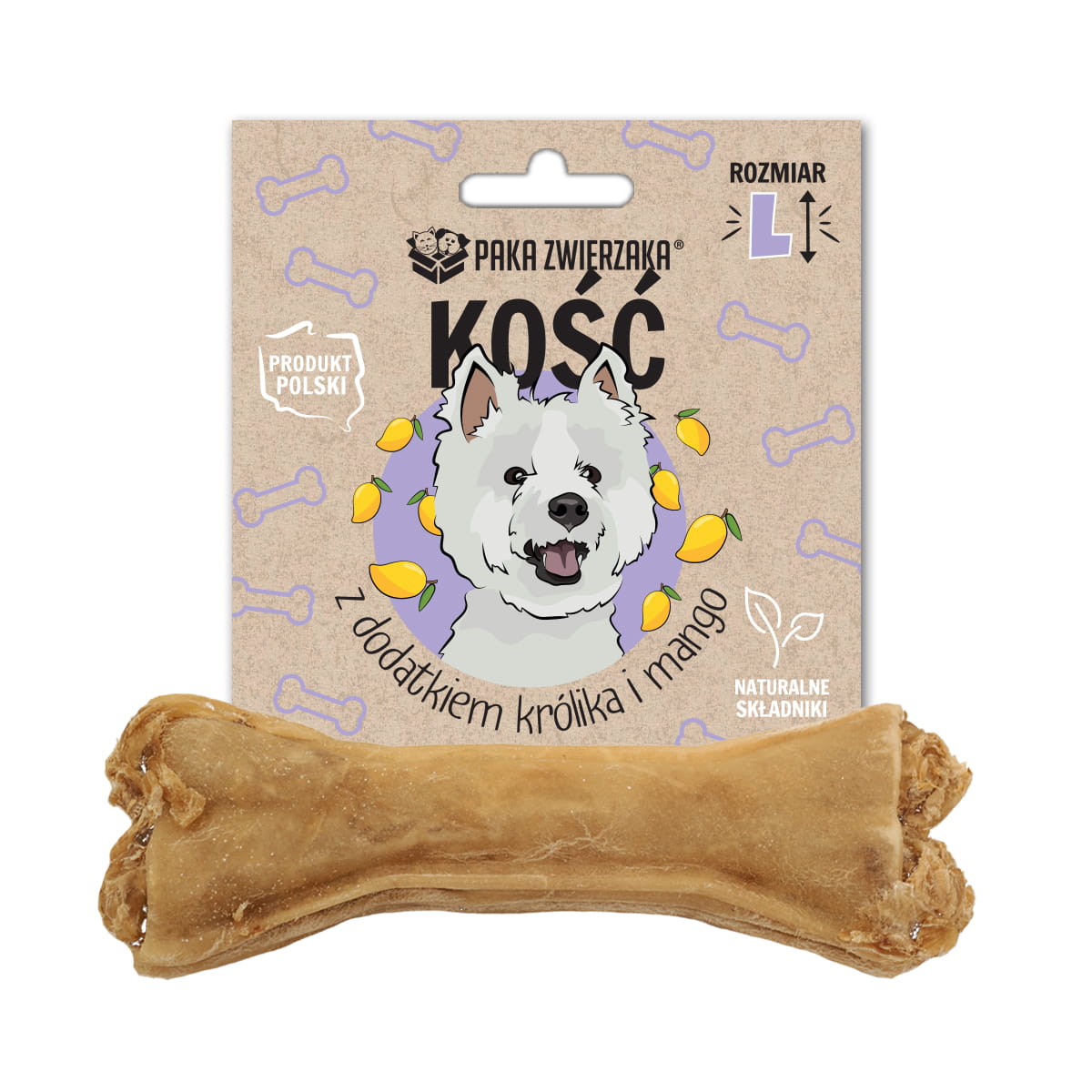PAKA ZWIERZAKA KOŚĆ Z DODATKIEM KRÓLIKA I MANGO L (13,5 CM)