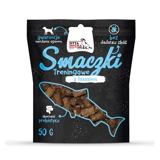 SYTA MICHA BLACK PRZYSMAKI DLA PSA SMACZKI TRENINGOWE Z ŁOSOSIEM 50G