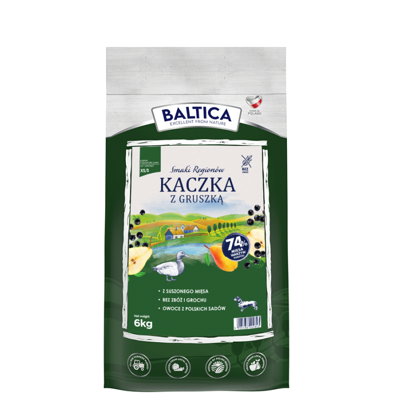 BALTICA SMAKI REGIONÓW SUCHA KARMA DLA PSA KACZKA Z GRUSZKĄ XS/S 6KG