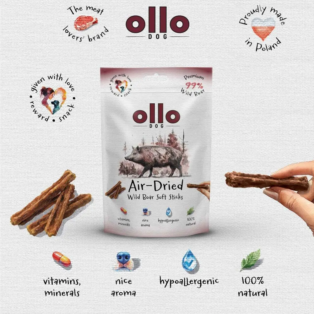 OLLO AIR DRIED PRZYSMAKI DLA PSA WILD BOAR STICK 80G