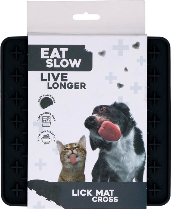 EAT SLOW LIVE LONGER LICK MAT CROSS GRIJS