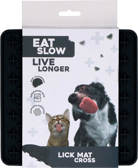 EAT SLOW LIVE LONGER LICK MAT CROSS GRIJS