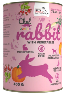 SYTA MICHA CHEF JUNIOR MOKRA KARMA DLA PSA KRÓLIK Z WARZYWAMI 400G
