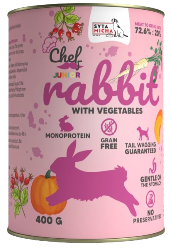 SYTA MICHA CHEF JUNIOR MOKRA KARMA DLA PSA KRÓLIK Z WARZYWAMI 400G