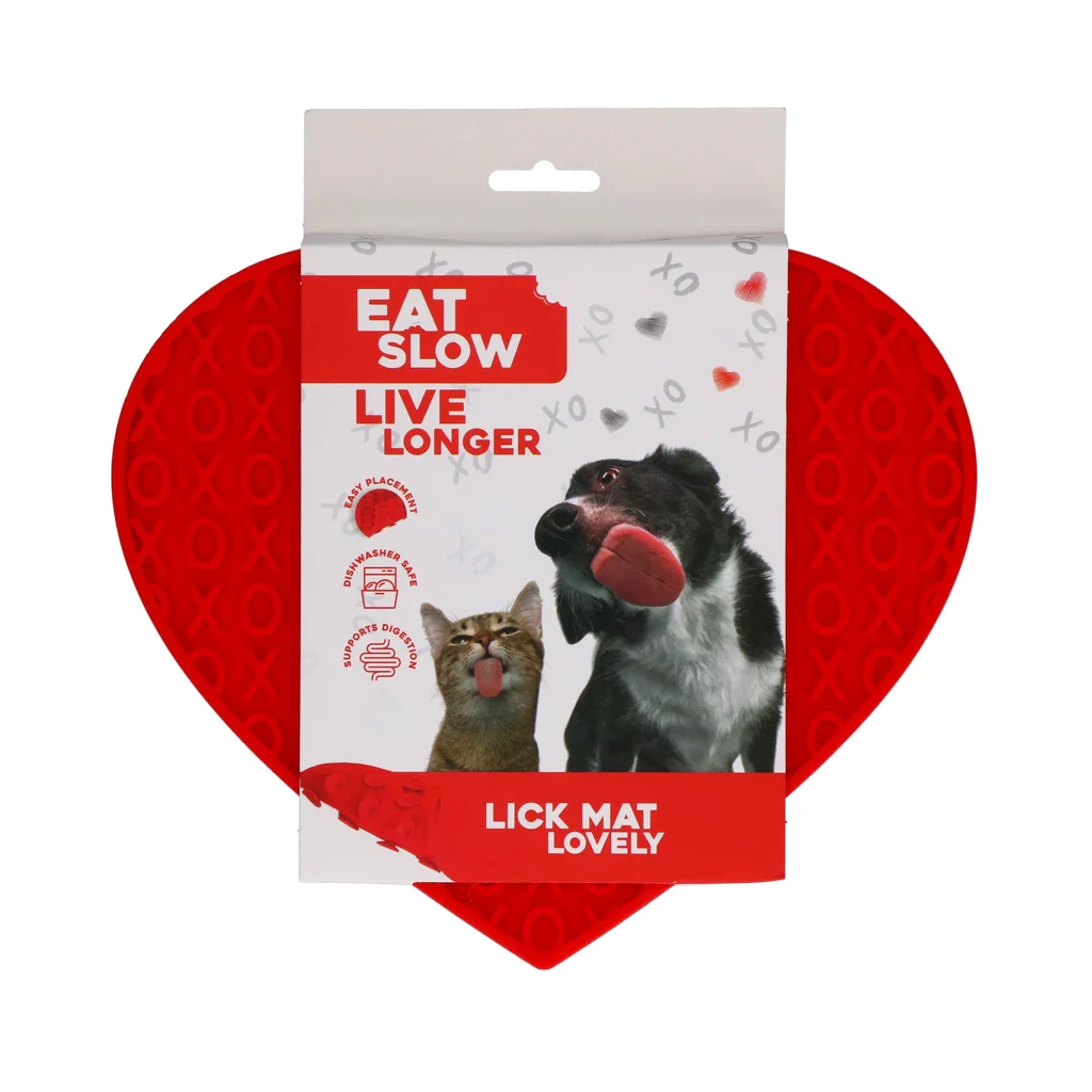 EAT SLOW LIVE LONGER LICK MAT LOVELY RED
