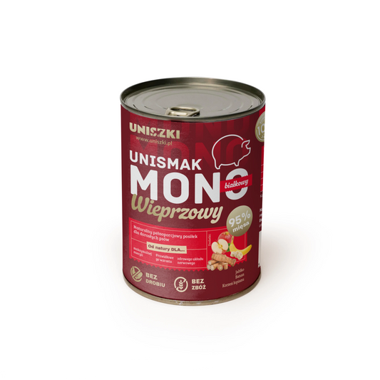 UNISZKI UNISMAK MOKRA KARMA DLA PSA MONOBIAŁKOWA WIEPRZOWINA 400G