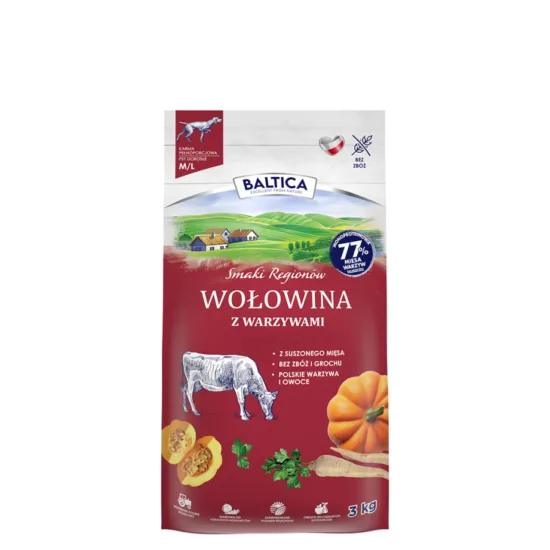 BALTICA SMAKI REGIONÓW SUCHA KARMA DLA PSA WOŁOWINA Z WARZYWAMI M/L 3KG