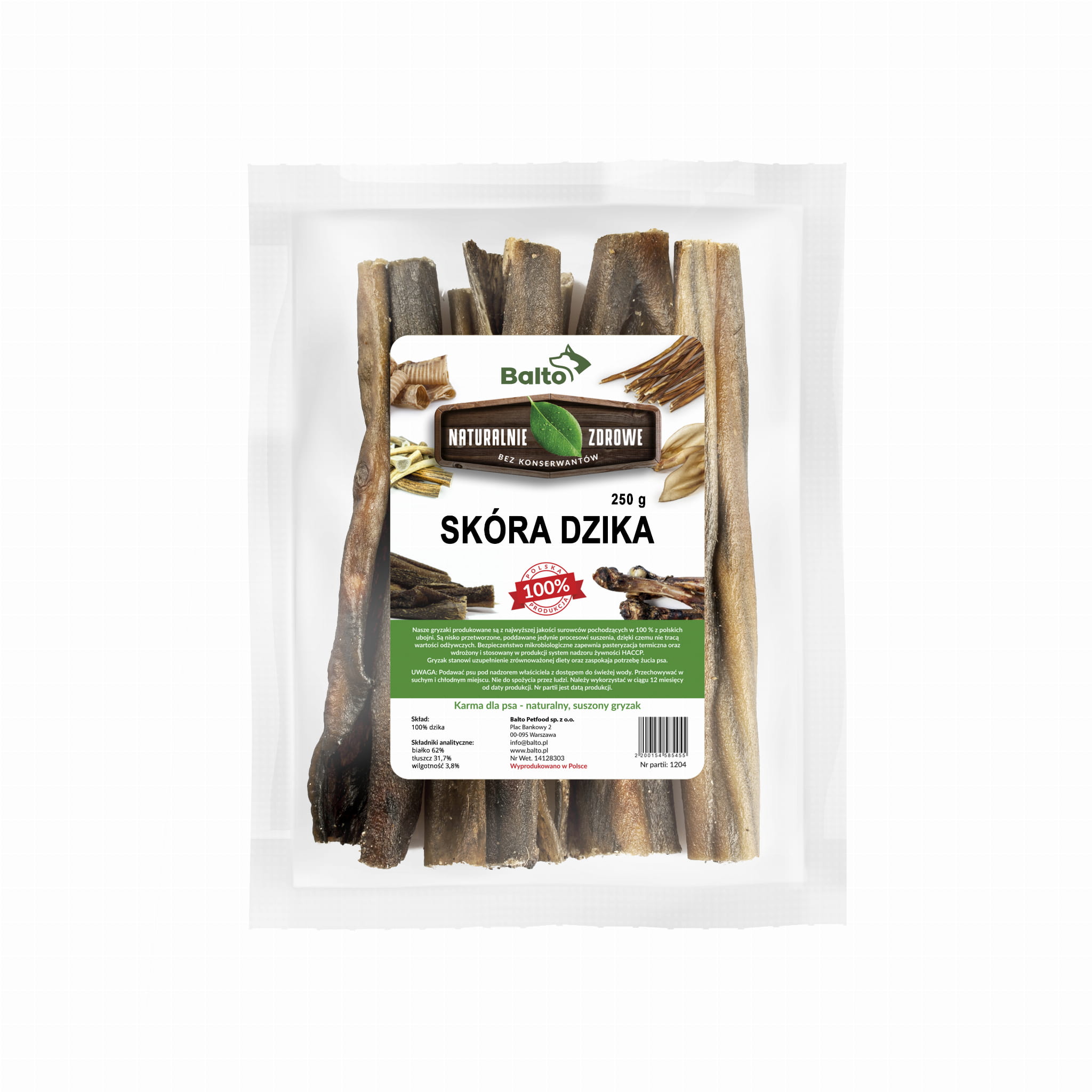 BALTO GRYZAK DLA PSA SKÓRA DZIKA 250G