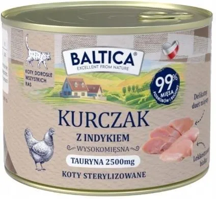BALTICA KARMA MOKRA KOT DOROSŁY KURCZAK Z INDYKIEM 185G