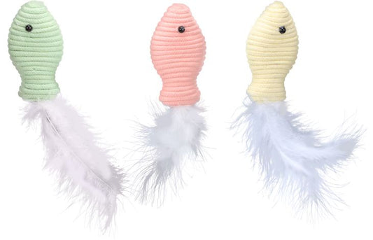 FLAMINGO TOY POPPY FISH WITH FEATHERS SERVERAL COLOURS 18X5X2,3CM