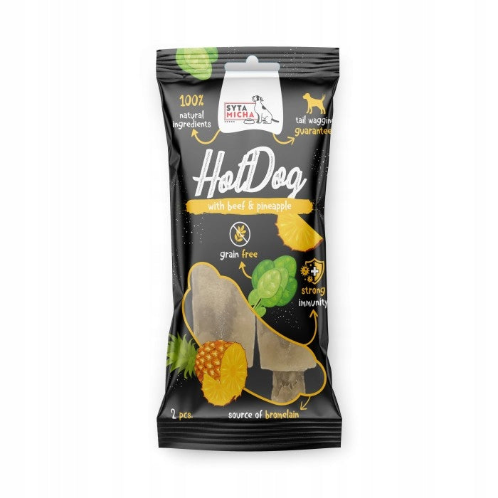 SYTA MICHA HOT DOG GRYZAK DLA PSA WOŁOWINA Z ANANASEM 2SZT