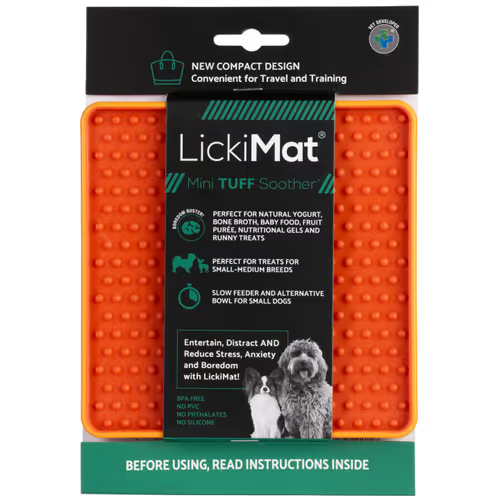 LICKIMAT TUFF SOOTHER POMARAŃCZOWA – TWARDZSZA MATA DO LIZANIA DLA PSA I KOTA