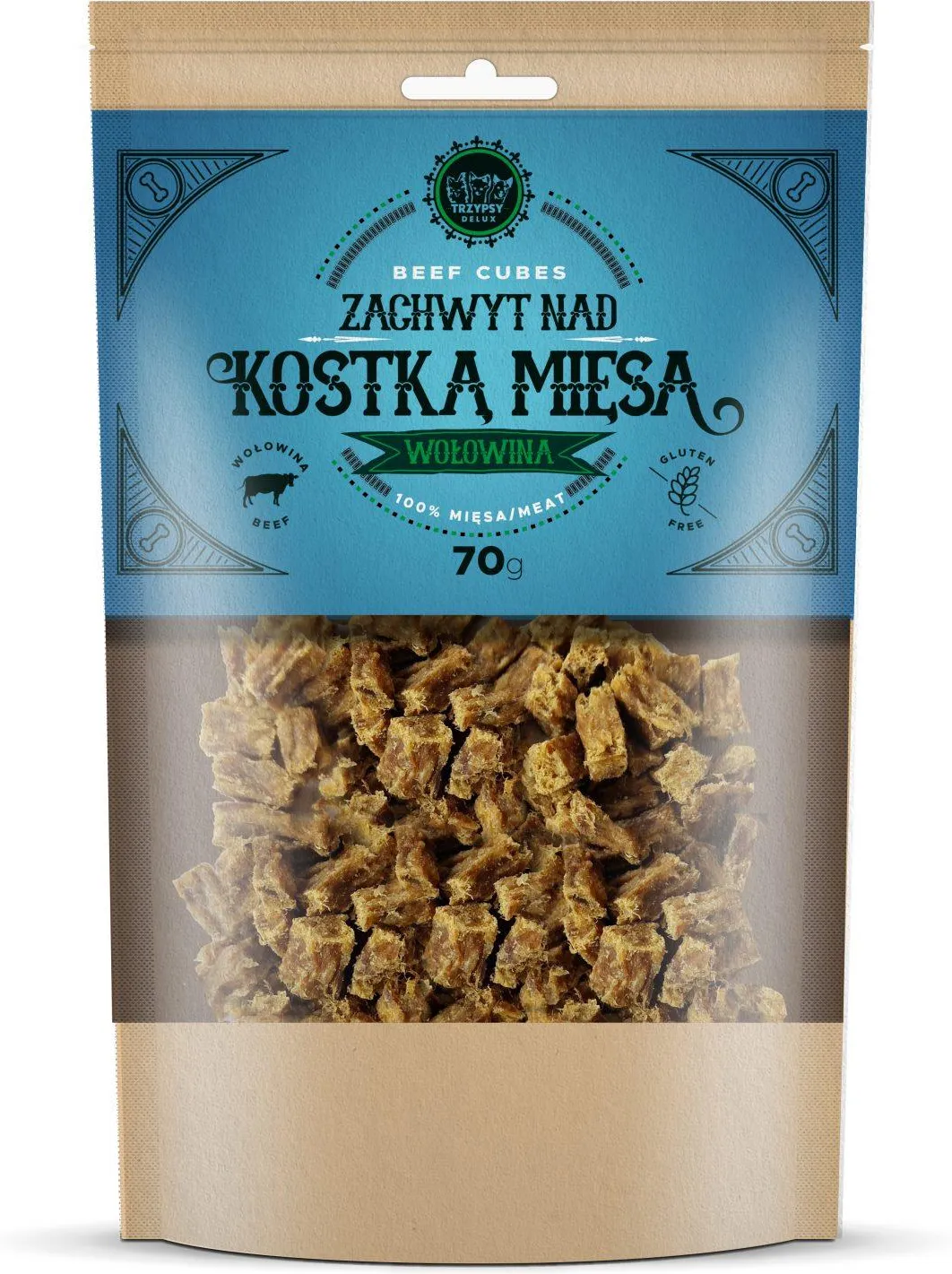 HAPPY SNACKY ZACHWYT NAD KOSTKĄ MIĘSA PRZYSMAKI DLA PSA Z WOŁOWINY 70G