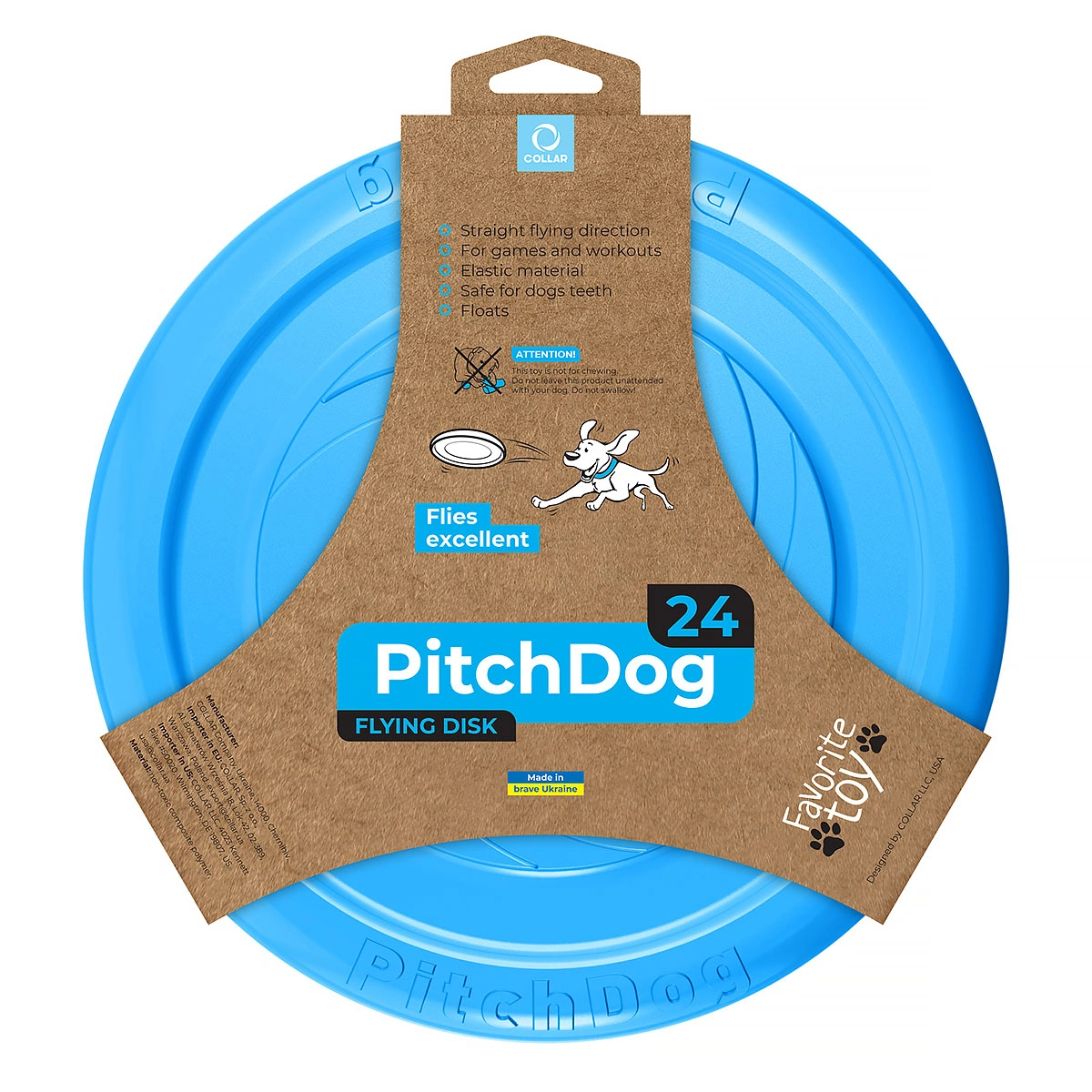 PITCHDOG ZABAWKA, LATAJĄCY DYSK, ŚREDNICA 24 CM NIEBIESKI