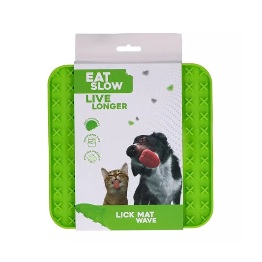 EAT SLOW LIVE LONGER LICK MAT WAVE GREEN