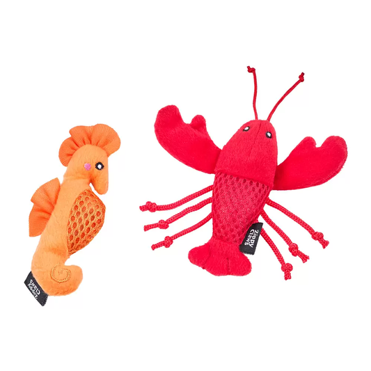 ZIPPY CLAWS MESH MATES 2PACK SEAHORSE AND LOBSTER