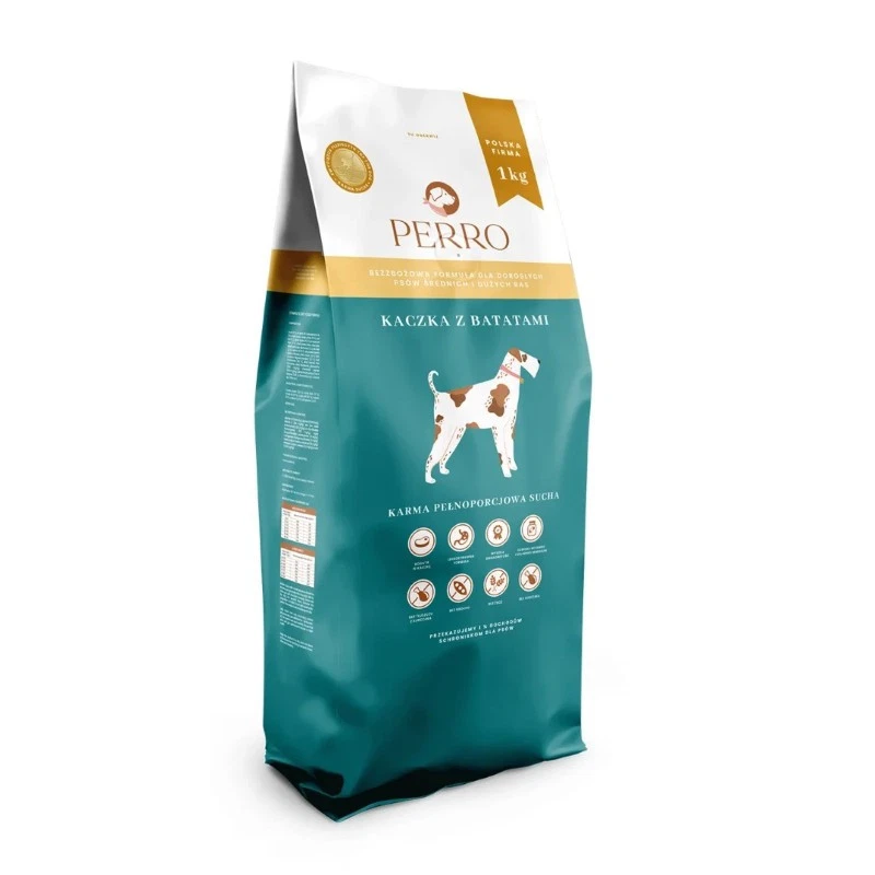 PERRO SUCHA KARMA DLA PSA KACZKA Z BATATAMI M/L 1KG